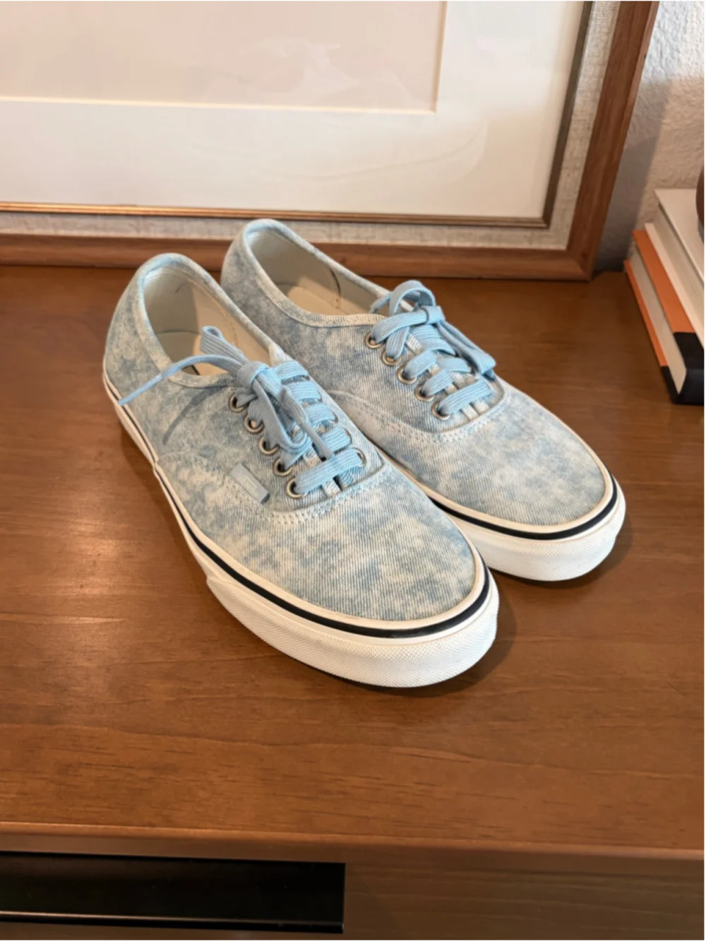 Vans Authentic Acid Wash Denim Low-Top Sneakers - Blue - Women's Size 8